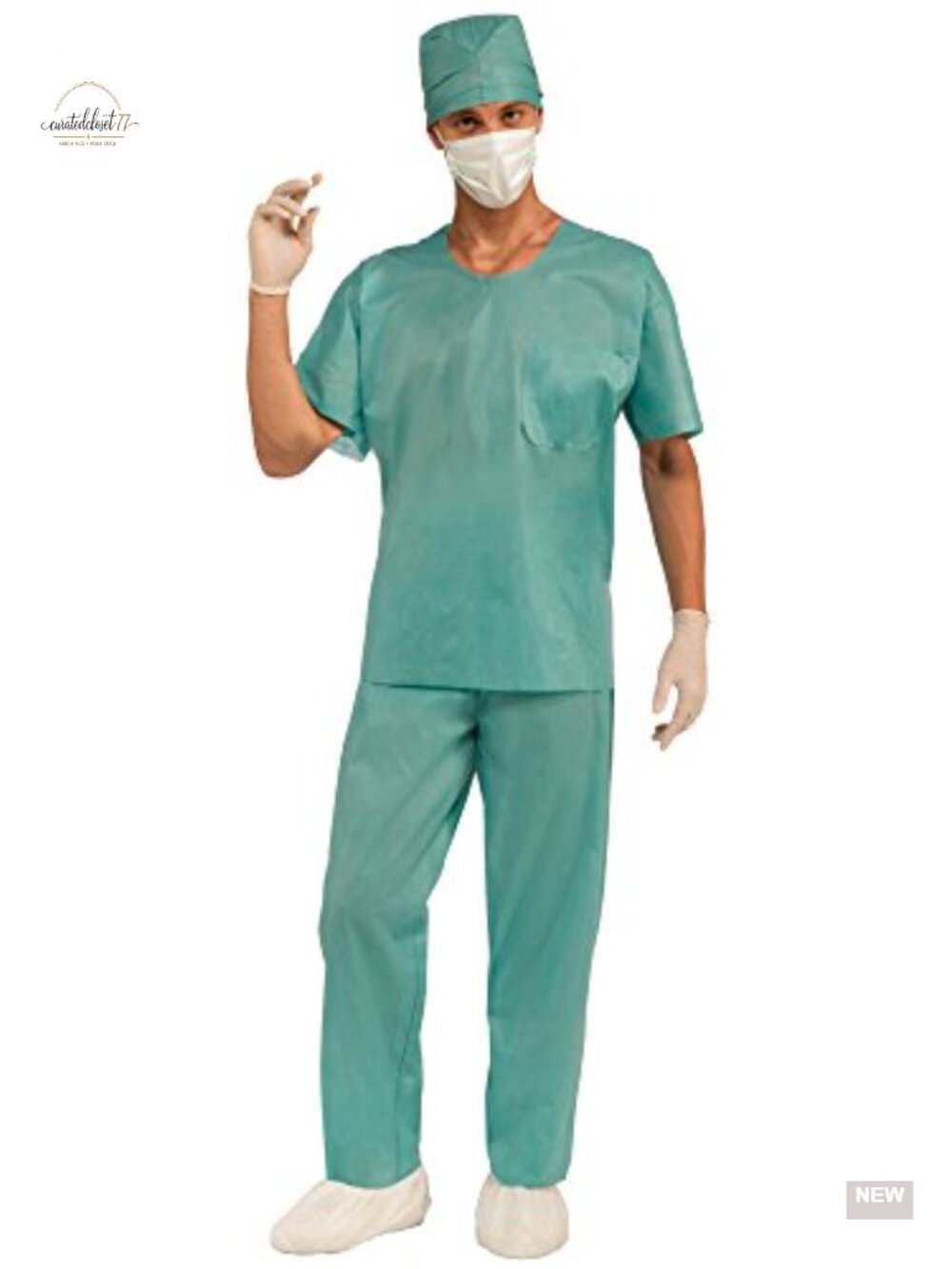 Men's ER Doctor Costume Set Cap Mask Shirt Pants Halloween Cosplay Outfit